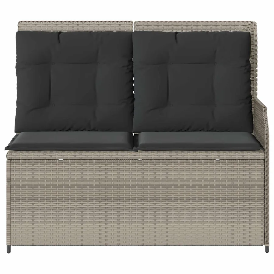 Banc de jardin avec coussin Gris clair polyrotin - 4