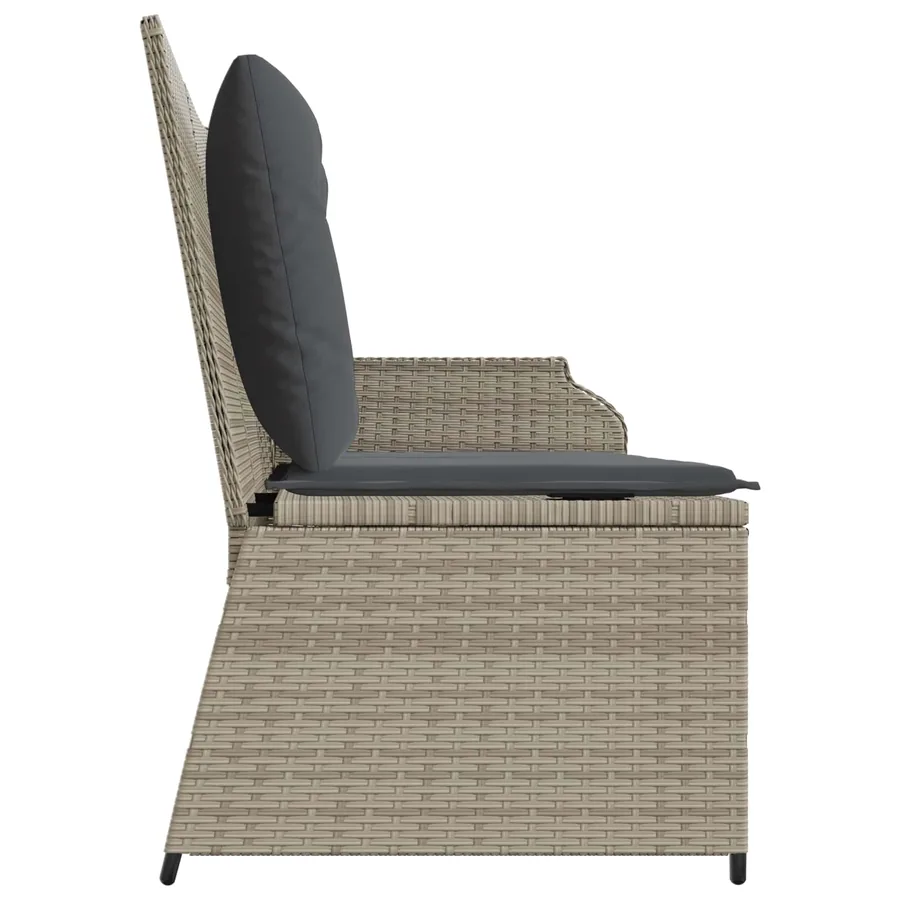Banc de jardin avec coussin Gris clair polyrotin - 5