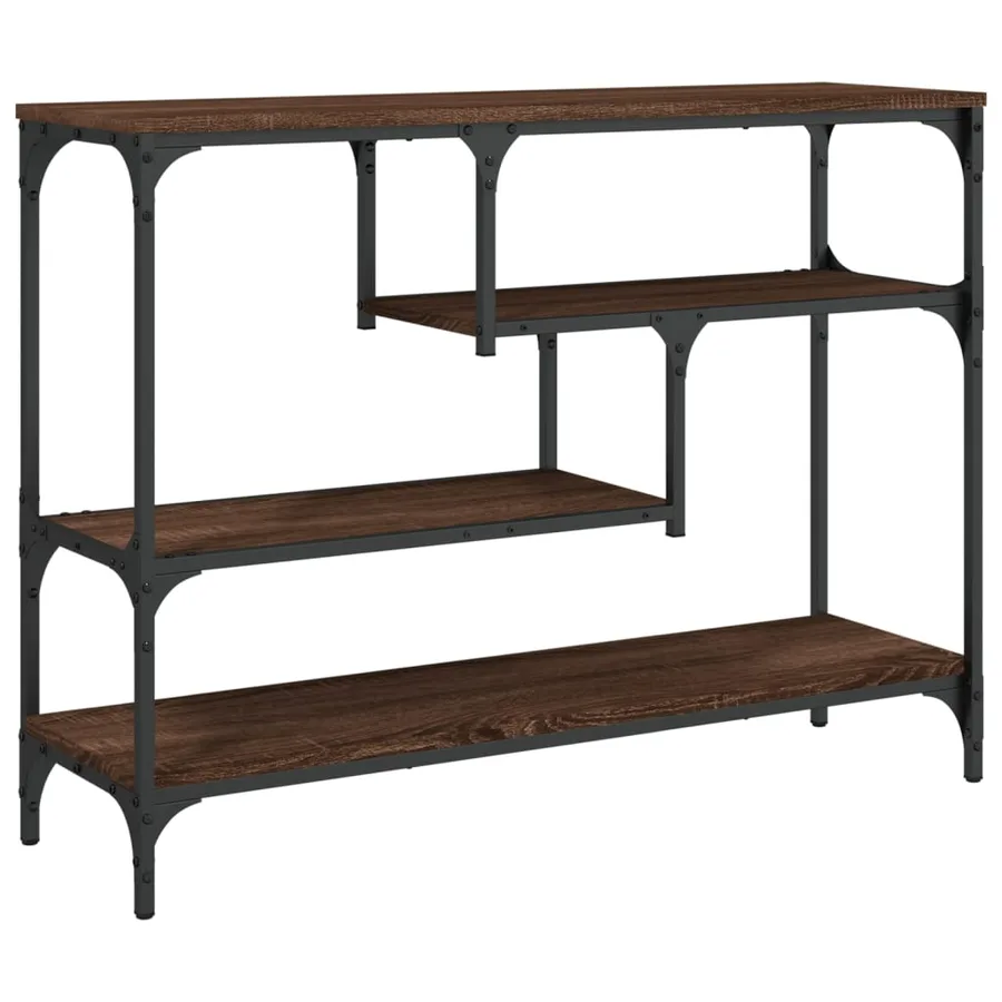 Table console chêne marron 100x30x75 cm bois d'ingénierie - 2