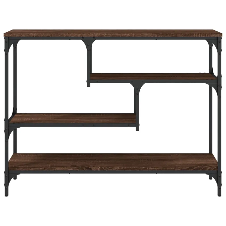 Table console chêne marron 100x30x75 cm bois d'ingénierie - 5