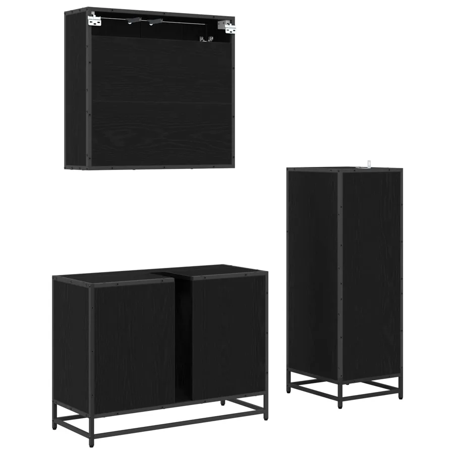 Ensemble de mobilier de salle de bain 3 pcs Chêne noir - 10