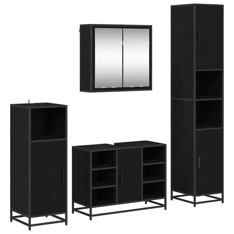Ensemble de mobilier de salle de bain 4 pcs Chêne noir - 2