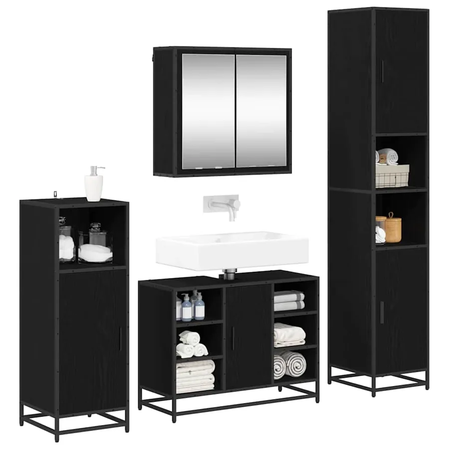 Ensemble de mobilier de salle de bain 4 pcs Chêne noir - 3