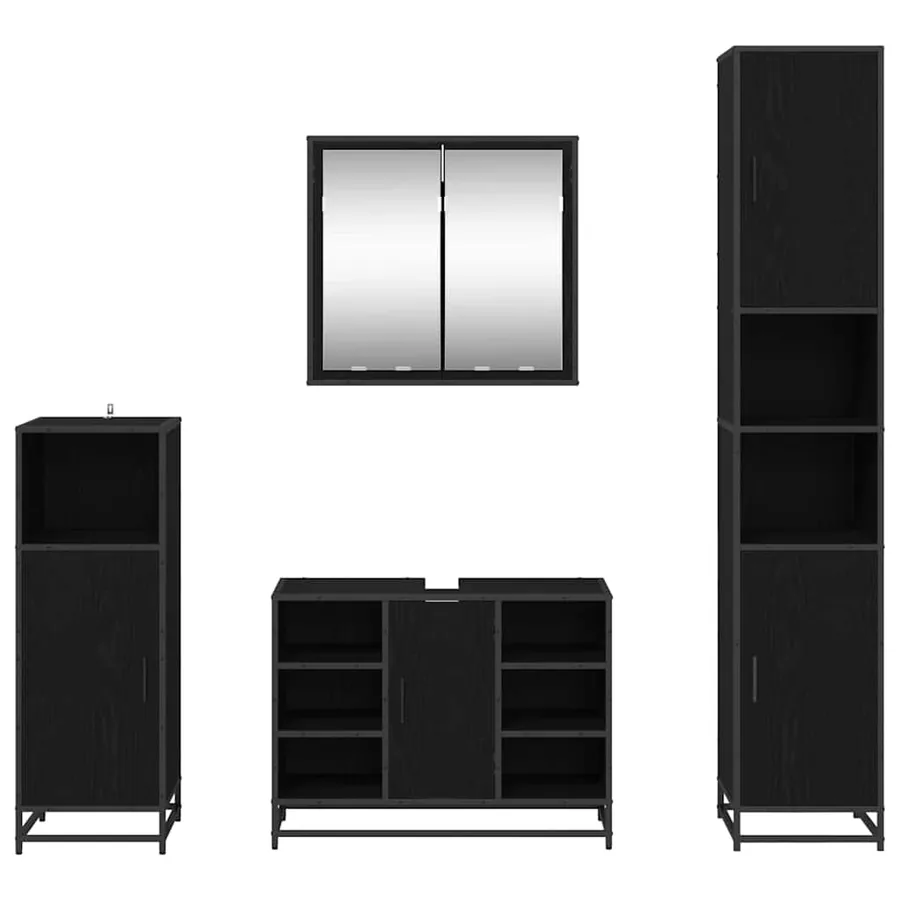 Ensemble de mobilier de salle de bain 4 pcs Chêne noir - 9