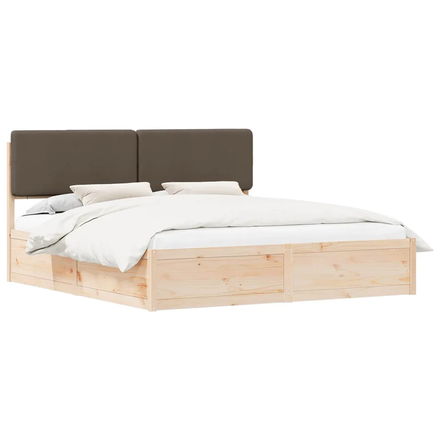 Cadre de lit avec tête de lit rembourrée Taupe 200 x 200 cm - 2
