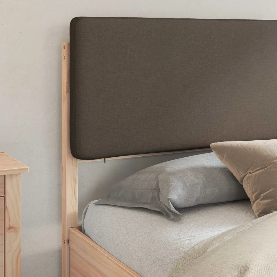 Cadre de lit avec tête de lit rembourrée Taupe 200 x 200 cm - 3