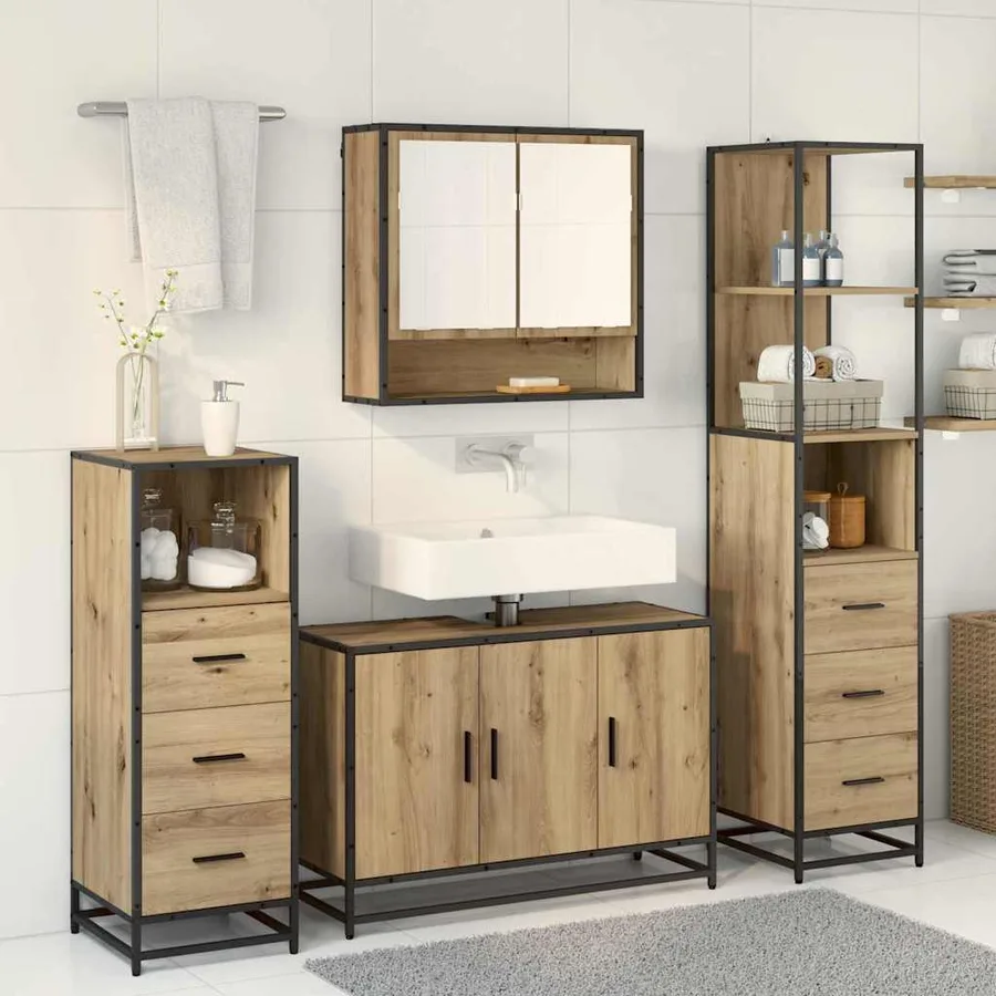 Ensemble de mobilier de salle de bain 3 pc Chêne artisanal - 4