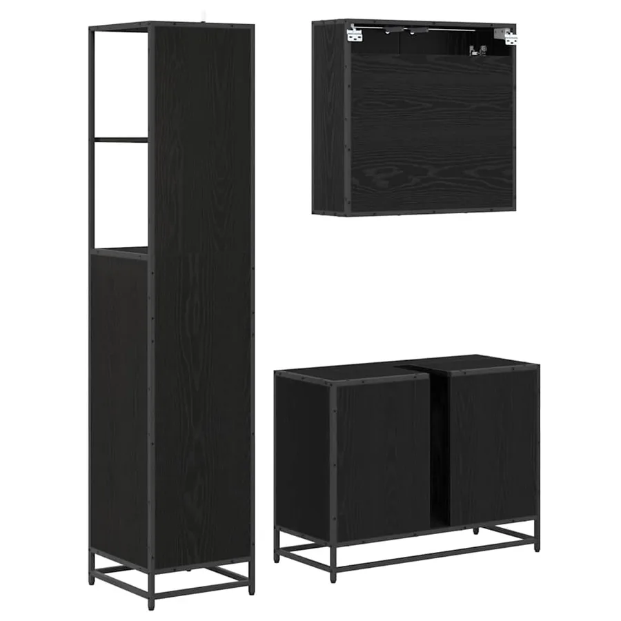 Ensemble de mobilier de salle de bain 3 pcs Chêne noir - 9