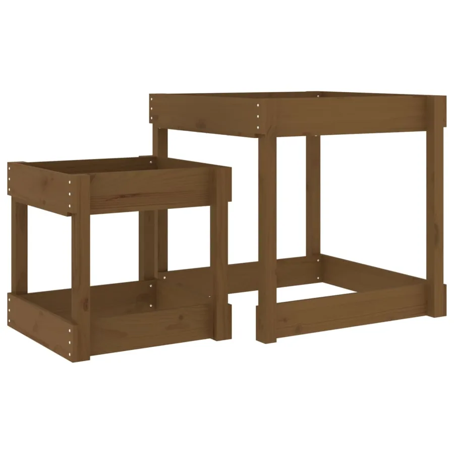 Tables à sable 2 pcs marron miel bois de pin massif - 2