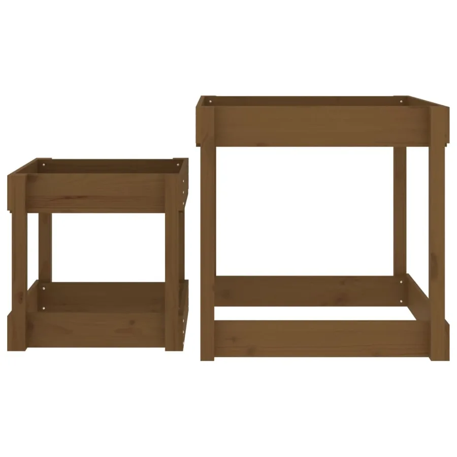 Tables à sable 2 pcs marron miel bois de pin massif - 4