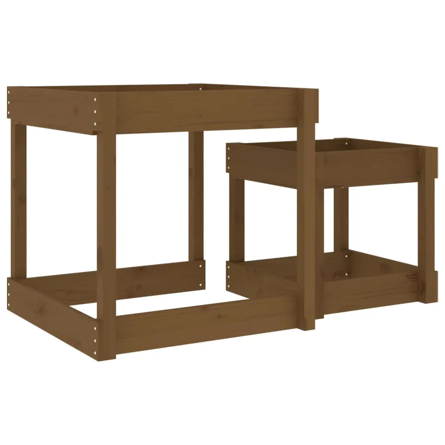 Tables à sable 2 pcs marron miel bois de pin massif - 6