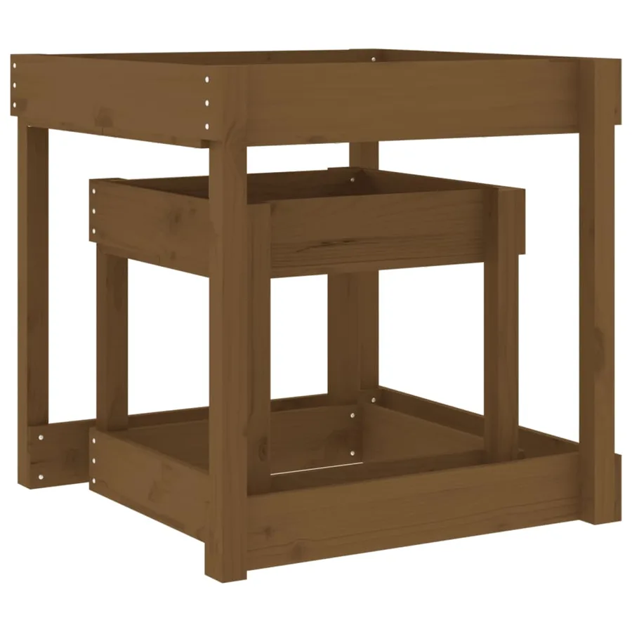 Tables à sable 2 pcs marron miel bois de pin massif - 7