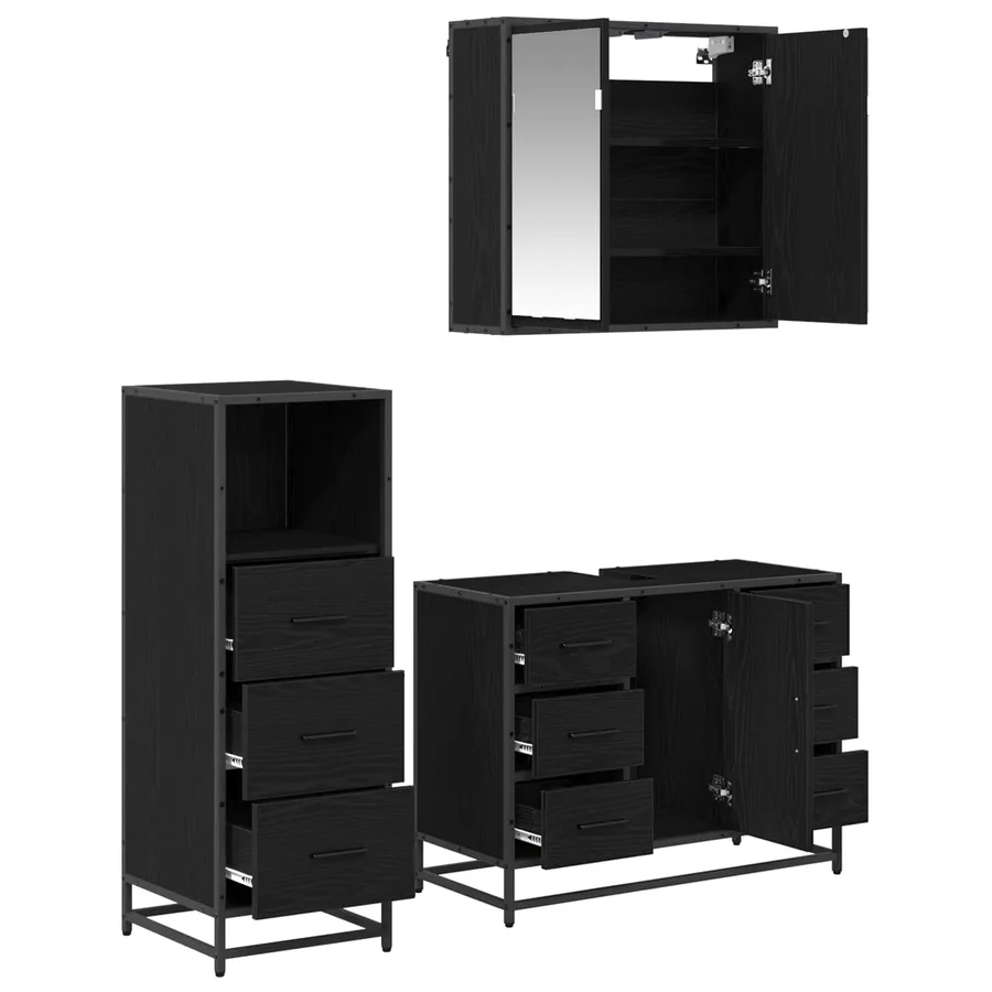 Ensemble de mobilier de salle de bain 3 pcs Chêne noir - 5