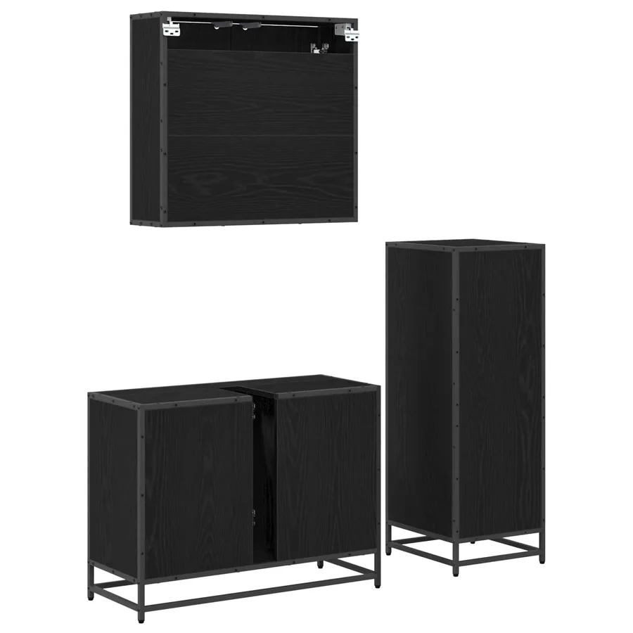 Ensemble de mobilier de salle de bain 3 pcs Chêne noir - 8