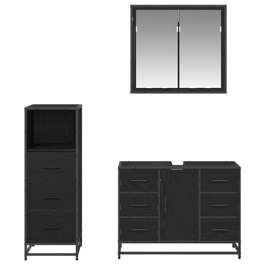 Ensemble de mobilier de salle de bain 3 pcs Chêne noir - 9