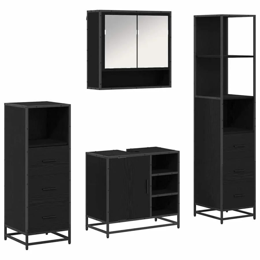 Ensemble de mobilier de salle de bain 4 pcs Chêne noir - 2