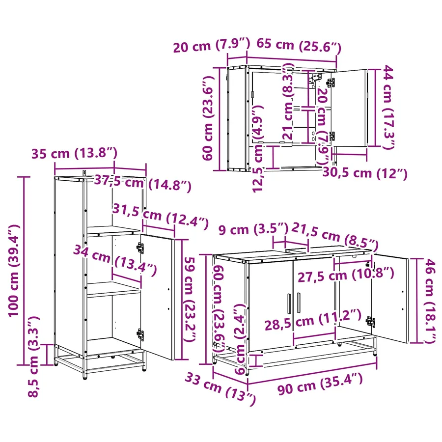 Ensemble de mobilier de salle de bain 3 pc Chêne artisanal - 11