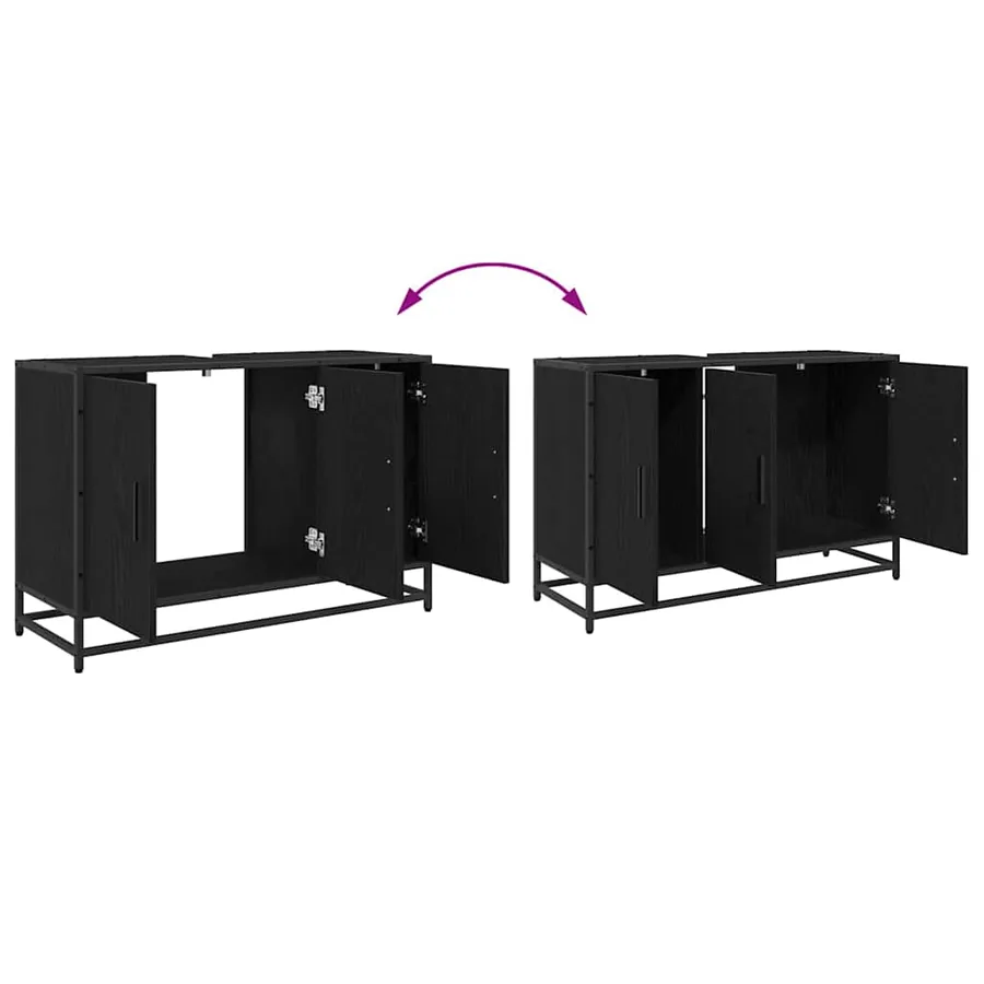 Ensemble de mobilier de salle de bain 3 pcs Chêne noir - 15