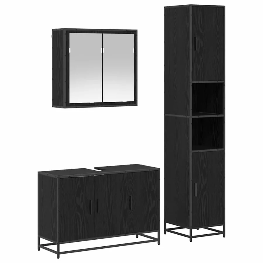 Ensemble de mobilier de salle de bain 3 pcs Chêne noir - 2