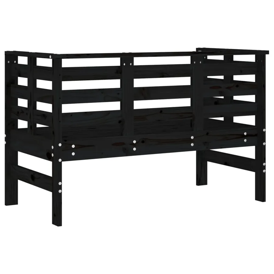 Banc de jardin noir 111,5x53x71 cm bois massif de pin - 6
