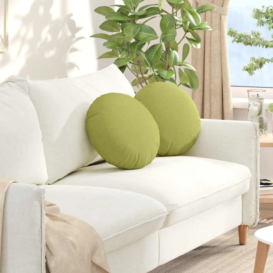 Coussins de siège 2 pcs Vert clair Ø40 x 13 cm tissu
