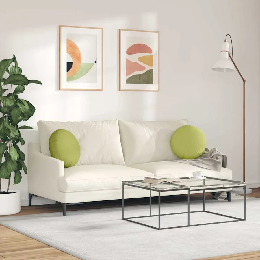 Coussins de siège 2 pcs Vert clair Ø40 x 13 cm tissu - 4