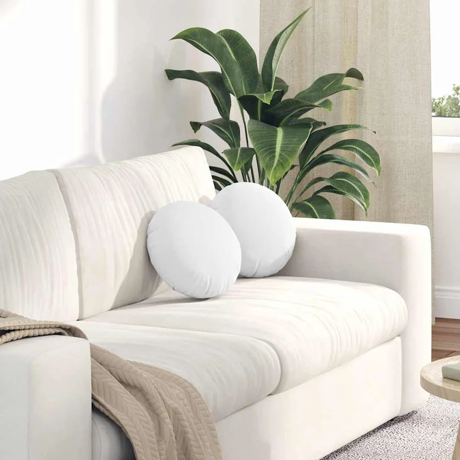 Coussins de siège 2 pcs Blanc Ø30 x 13 cm tissu