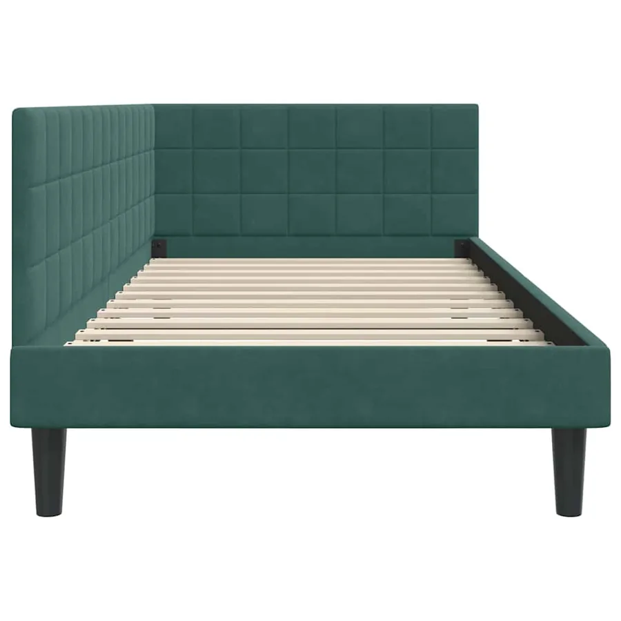 Cadre de lit d'angle Vert foncé 90 cm x 200 cm Velours - 6