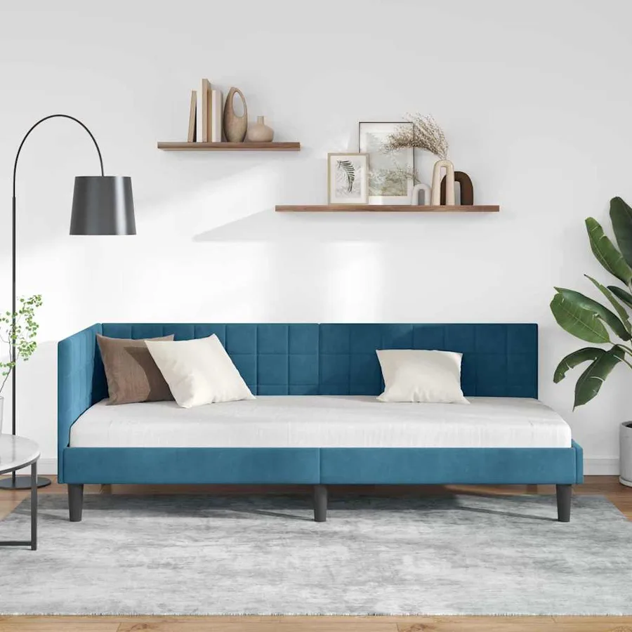 Cadre de lit d'angle Bleu 80 cm x 200 cm Velours - 3