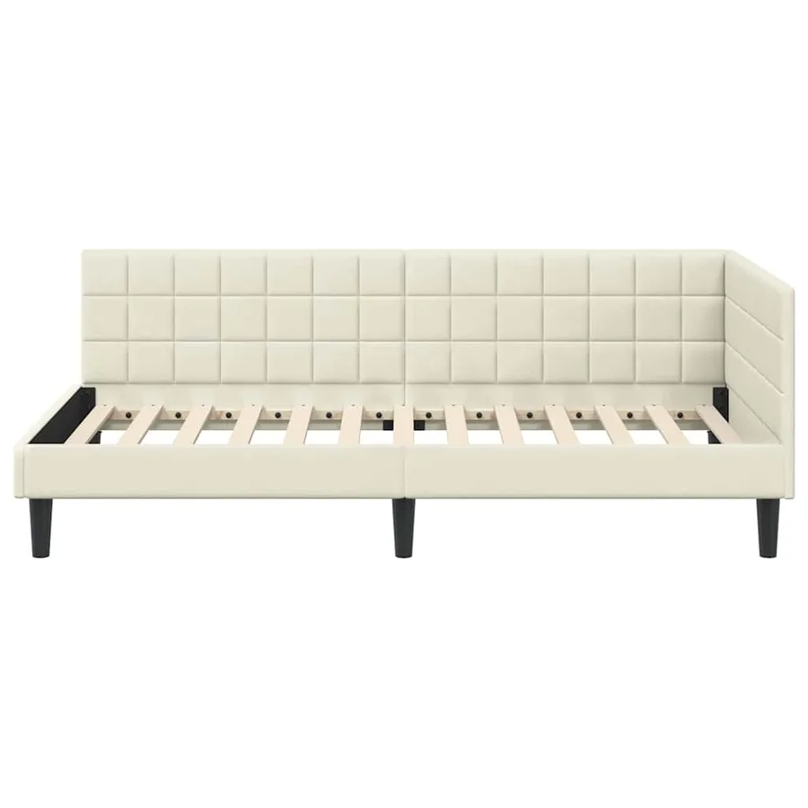 Cadre de lit d'angle Crème 100 cm x 200 cm Velours - 5