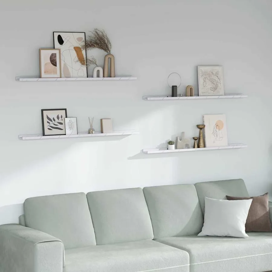 Étagère Murale Montage mural 4 pcs Marbre blanc 115 x 9 x 3 cm