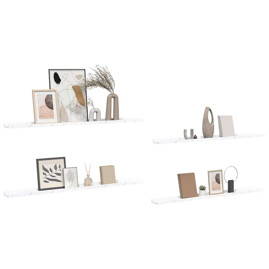 Étagère Murale Montage mural 4 pcs Marbre blanc 115 x 9 x 3 cm - 3