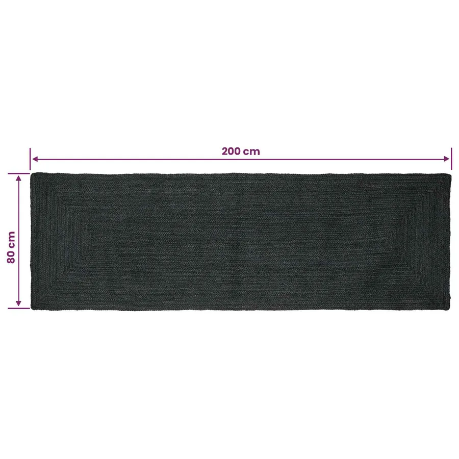 Tapis de surface Rectangulaire Gris foncé 80 x 200 cm Jute - 8
