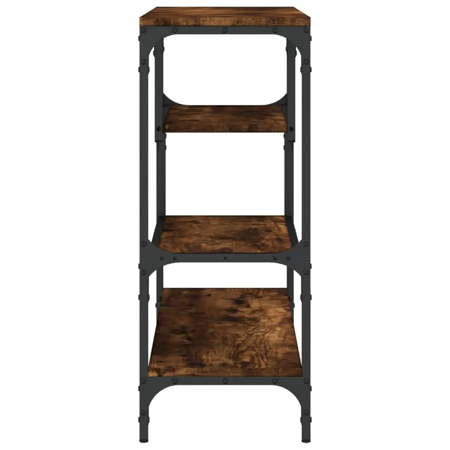 Table console chêne fumé 100x30x75 cm bois d'ingénierie - 6