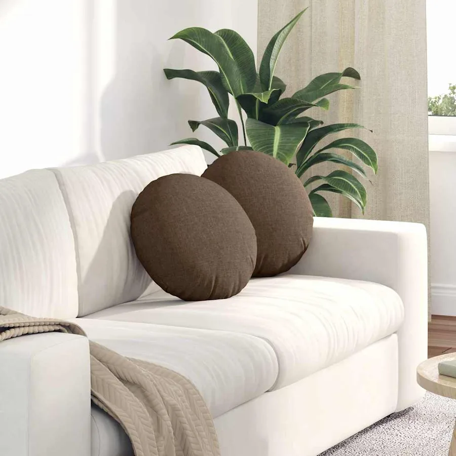 Coussins de siège 2 pcs Marron Ø40 x 13 cm tissu
