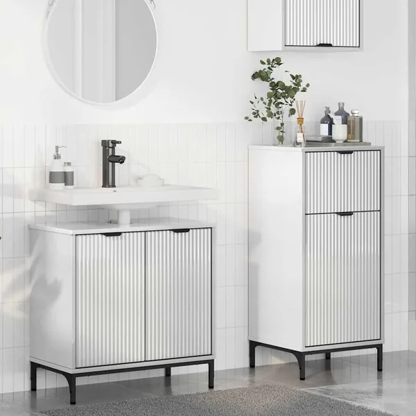 Ensemble de mobilier de salle de bain 2 pcs Blanc brillant
