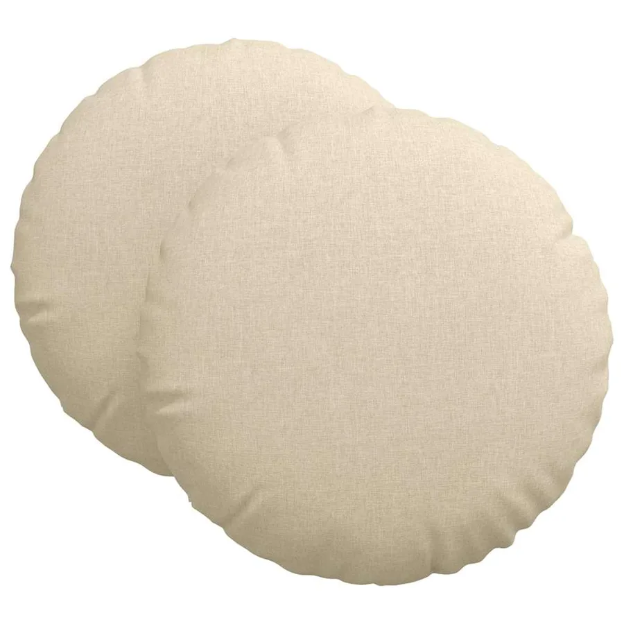 Coussins de siège 2 pcs Crème Ø60 x 21 cm tissu - 2