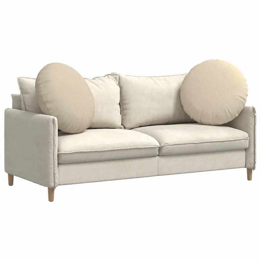 Coussins de siège 2 pcs Crème Ø60 x 21 cm tissu - 3