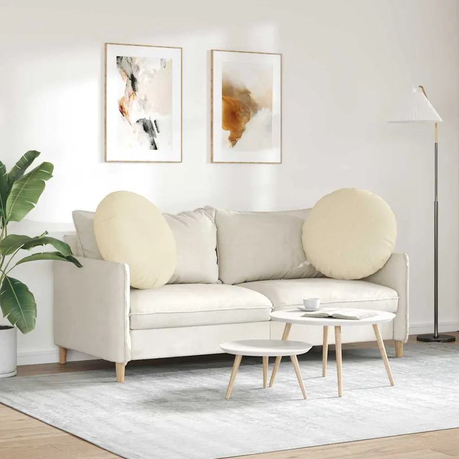 Coussins de siège 2 pcs Crème Ø60 x 21 cm tissu - 4