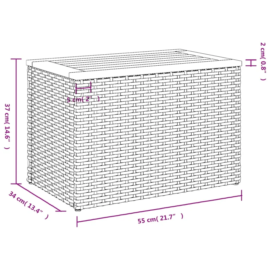 Tables d'appoint jardin 2pcs noir 55x34x37 cm rotin bois massif - 11