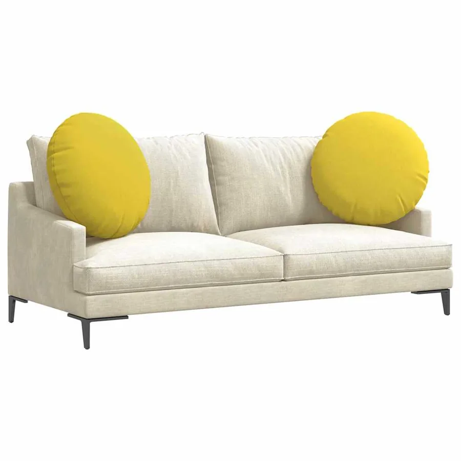 Coussins de siège 2 pcs Jaune clair Ø60 x 21 cm tissu - 3