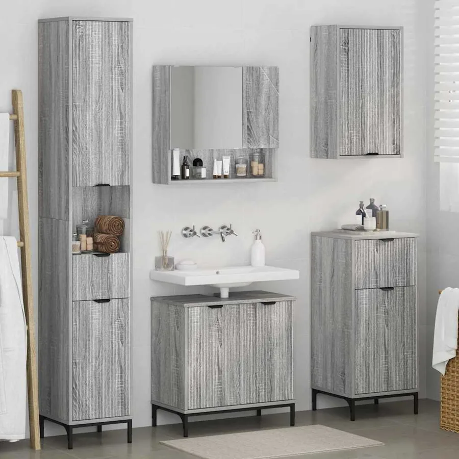 Ensemble de mobilier de salle de bain avec tiroir Gris Sonoma - 4