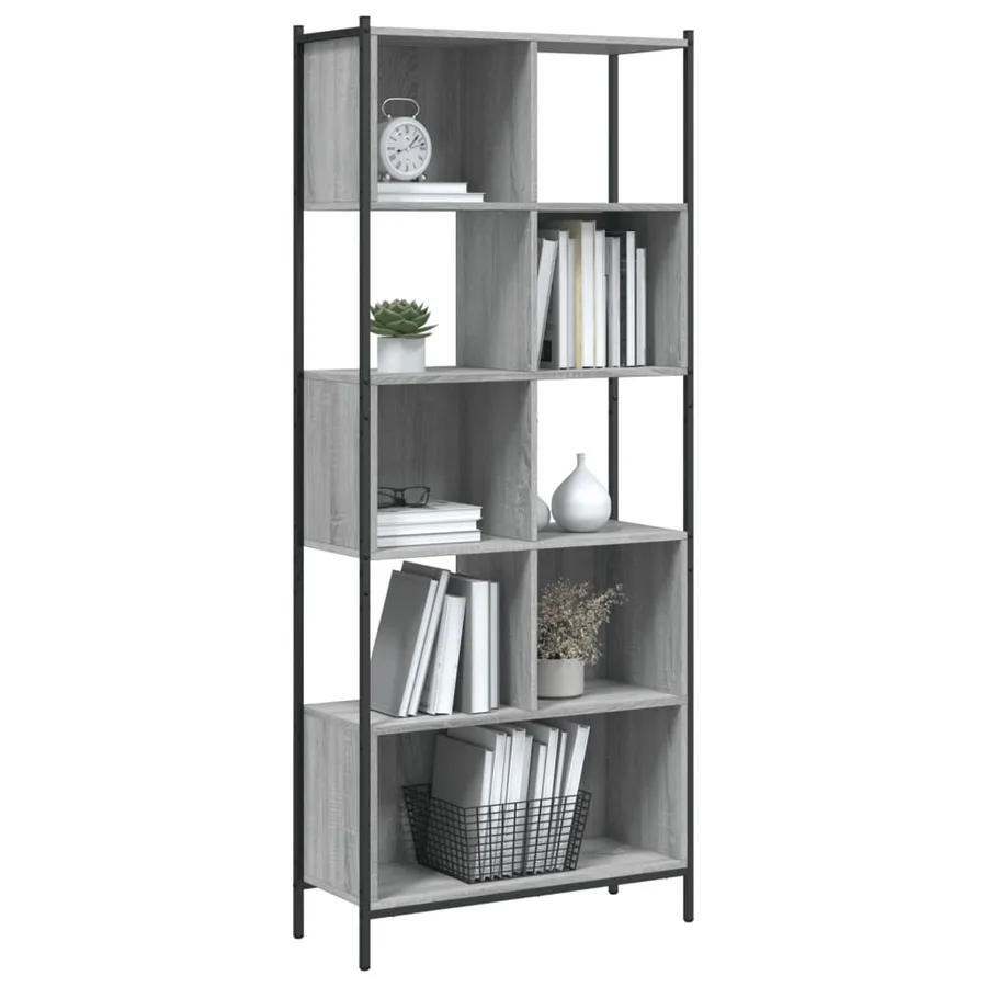 Bibliothèque sonoma gris 72x28x172 cm bois d'ingénierie - 4