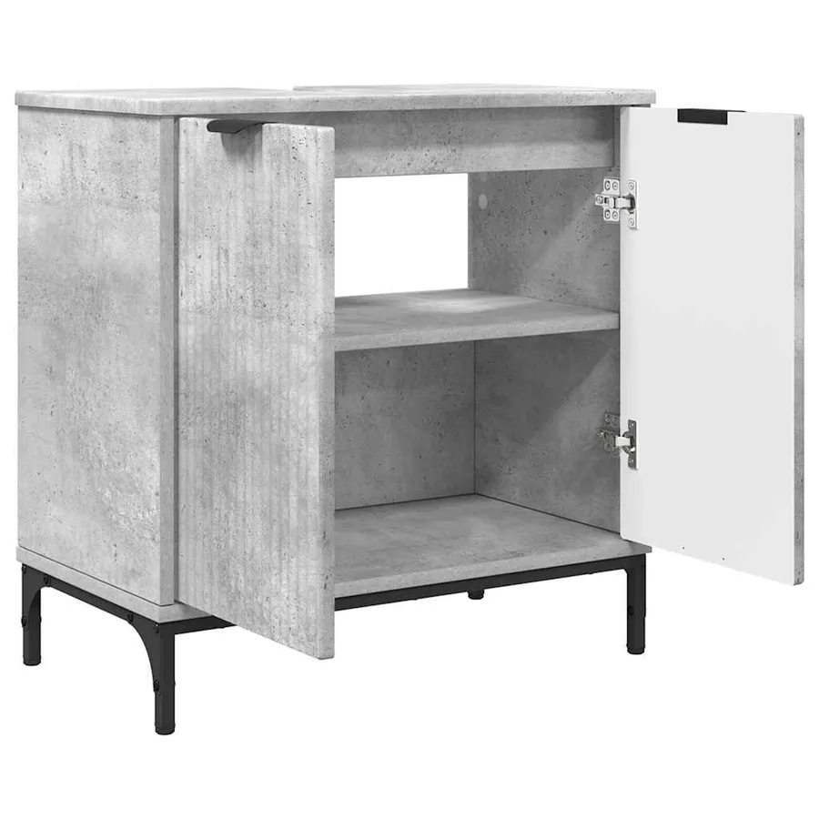 Ensemble de mobilier de salle de bain 3 pcs Gris béton - 5