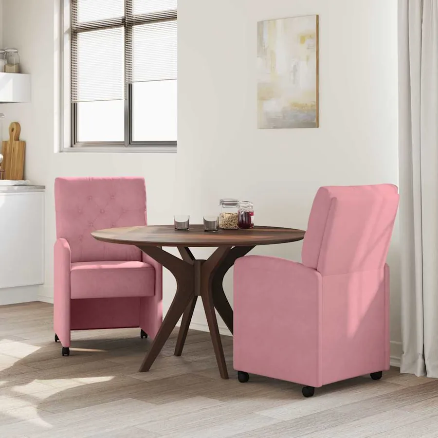 Chaises de Salle à Manger avec Roues 2 pcs Rose 58 x 67 x 97 cm - 3