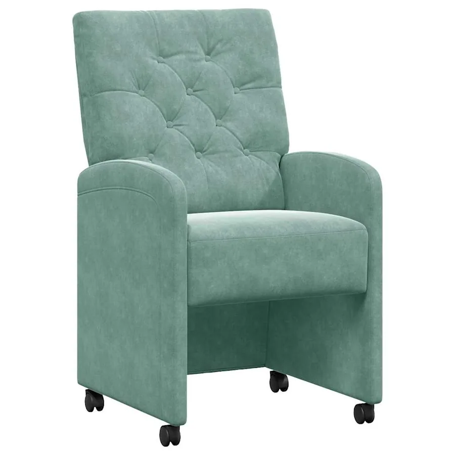 Chaises de Salle à Manger avec Roues 2 pcs Vert marin Velours - 2