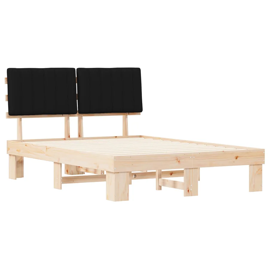 Cadre de lit avec tête de lit rembourrée Noir 135 x 190 cm - 4