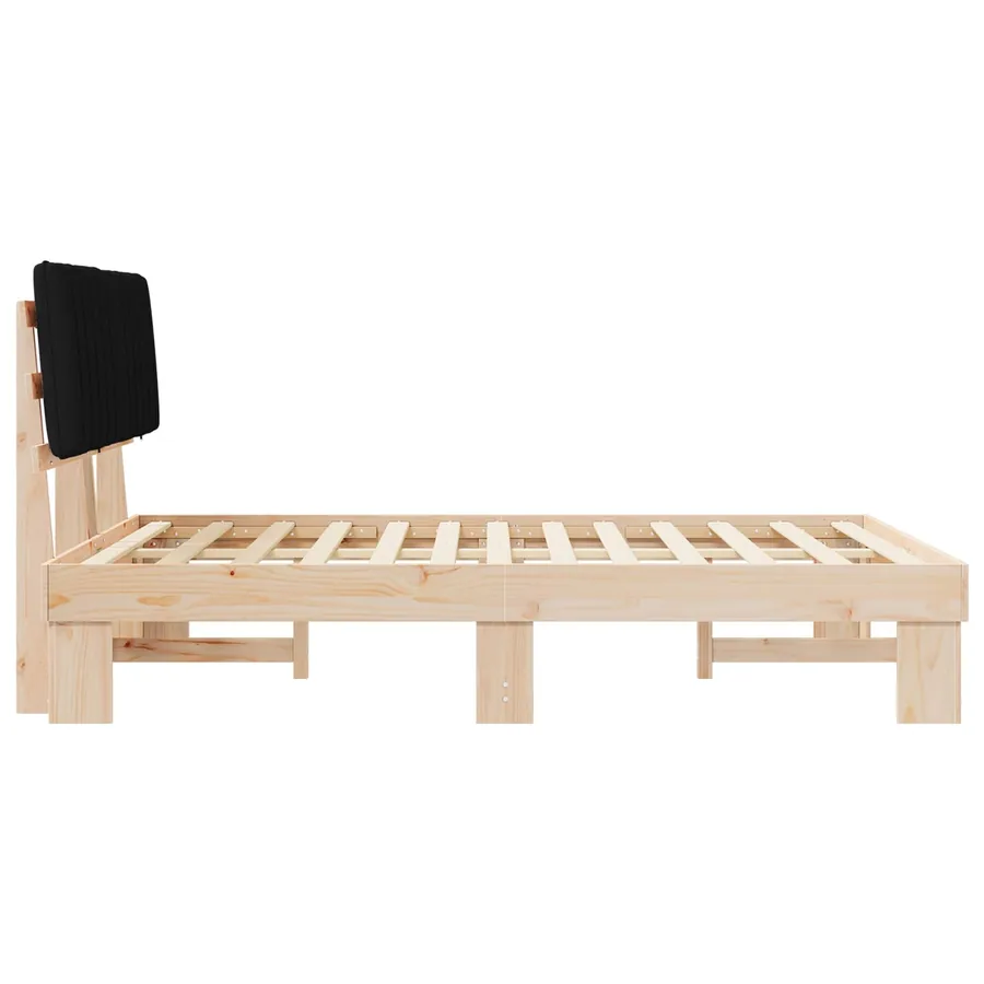 Cadre de lit avec tête de lit rembourrée Noir 135 x 190 cm - 6
