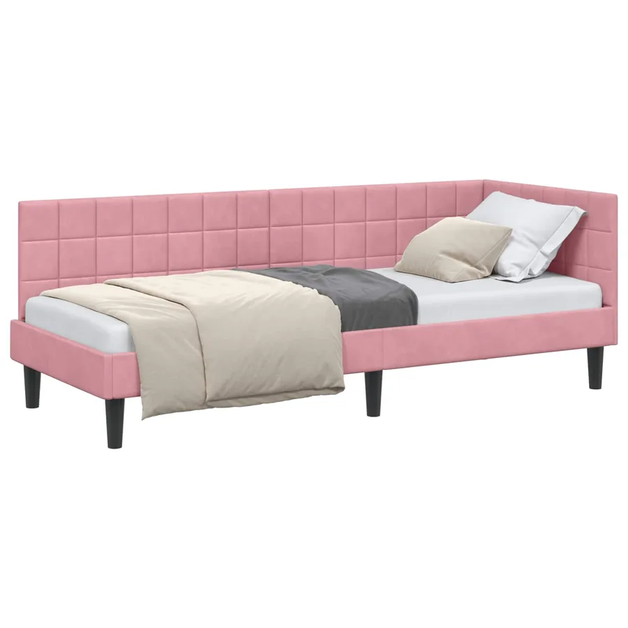 Cadre de lit d'angle Rose 80 cm x 200 cm Velours - 2