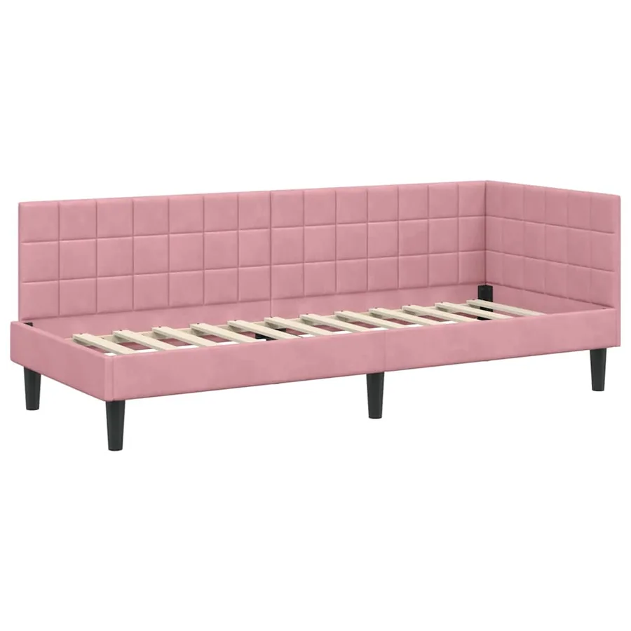 Cadre de lit d'angle Rose 80 cm x 200 cm Velours - 4